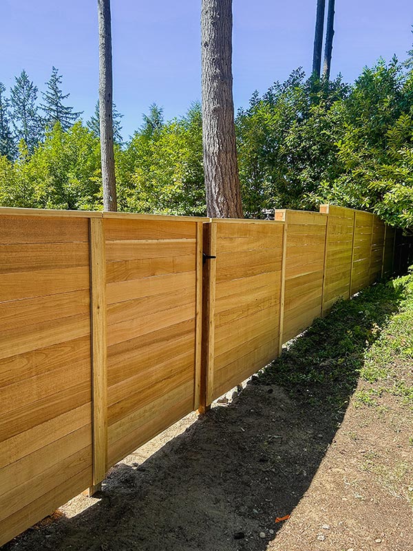 Gig Harbor Horizontal Cedar Fence with Gates - Horizontal Cedar Fence Installation - Image 4 in Gig Harbor, Washington