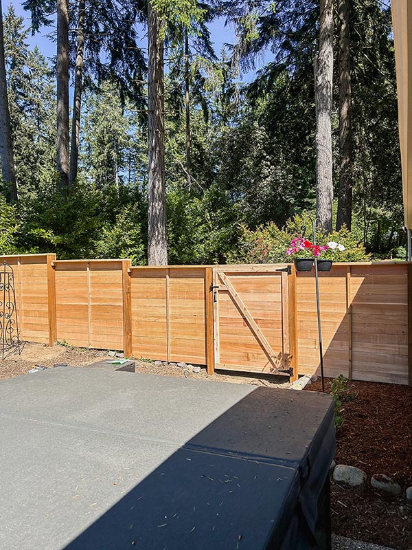Gig Harbor Horizontal Cedar Fence with Gates - Horizontal Cedar Fence Installation - Image 5 in Gig Harbor, Washington